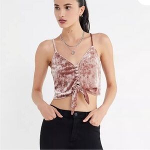Urban Outfitters Pink Sleeveless Tie Front Crop Top